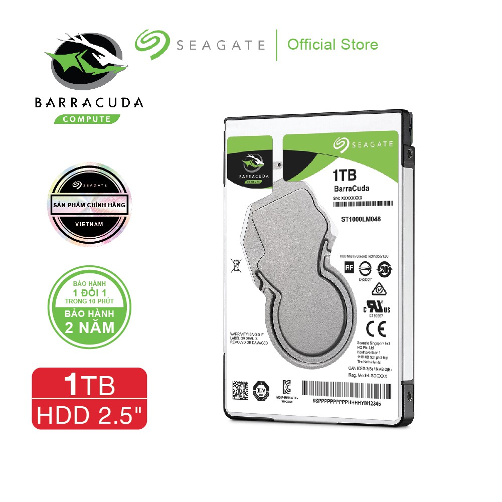 Ổ Cứng HDD 2.5" Seagate BarraCuda 1TB SATA 5400RPM _ Mỏng 7.2 mm_ST1000LM048