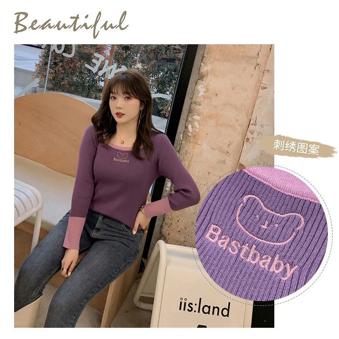 Áo len bigsize thêu gấu cho các nàng béo mập 55-100kg | BigBuy360 - bigbuy360.vn