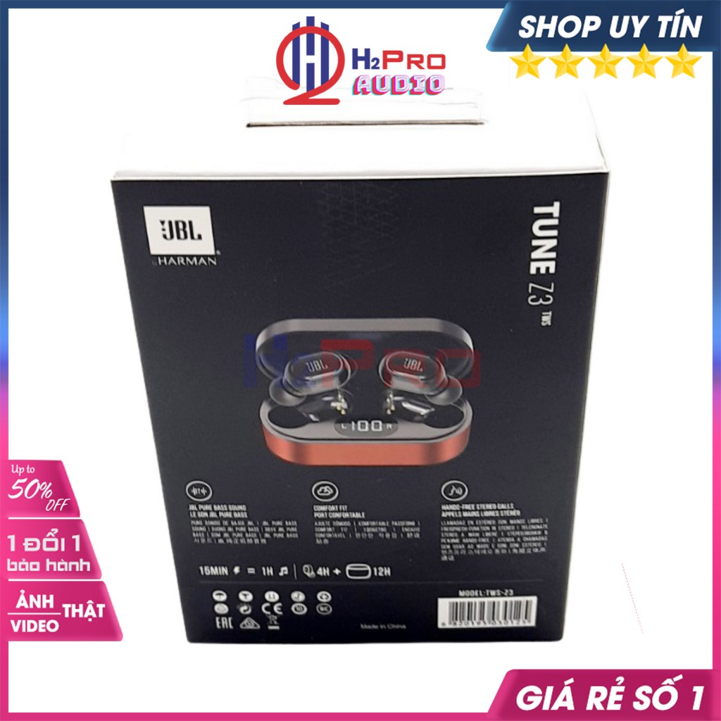Tai Nghe Bluetooth, Tai Nghe Không Dây Tune Z3 TWS Chống Ồn-Pin Trâu 16h-Có Mic-Nhạc Hay (Tặng 4 Nút Tai)-H2pro Audio