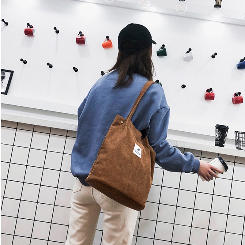 Túi xô xách tay đeo vai IELGY vải nhung tăm phong cách đơn giản thời trang dành cho nữ