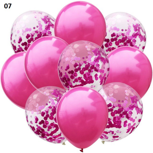 Bóng trang trí sinh nhật kim tuyến confetti, bóng latex nhũ 12inch (10 bóng)