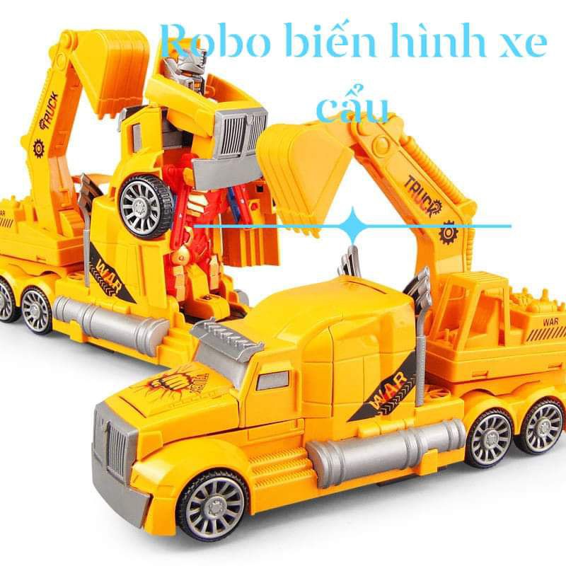 [nhiều mẫu biến hình ]Đồ chơi xe cẩu biến hình nhạc đèn xoay 360°