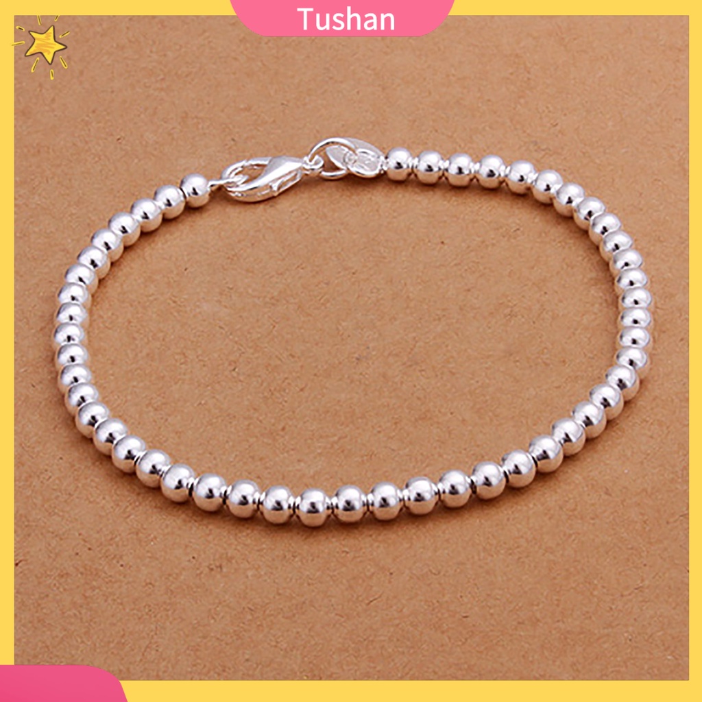 Vòng đeo tay chuỗi hạt mạ bạc xinh xắn thời trang dành cho nữ