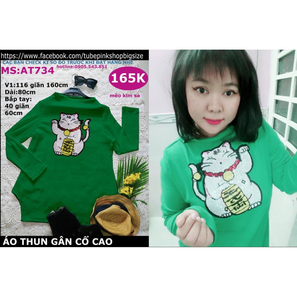 áo thun mèo thêu kim sa