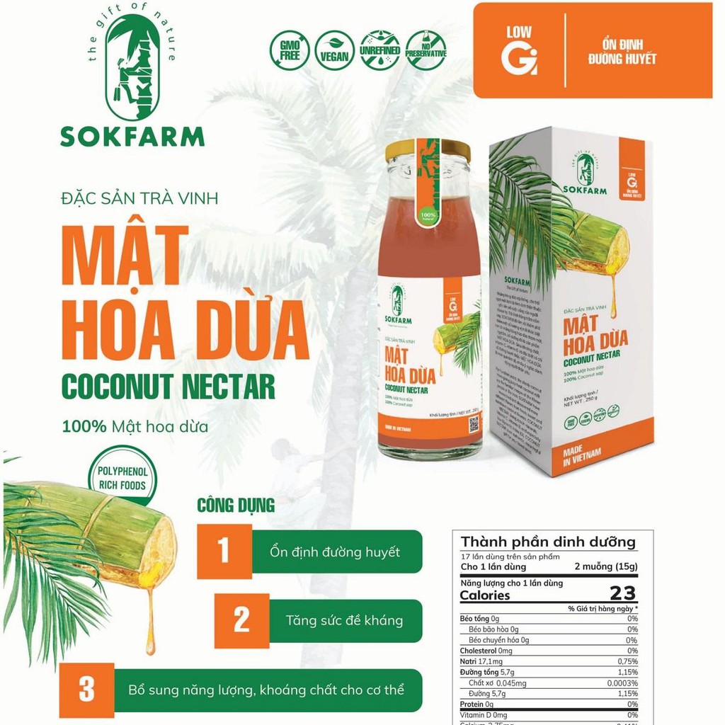 MẬT HOA DỪA - SOKFRAM - 250gr - Đặc Sản Trà Vinh - MEKONG HOME