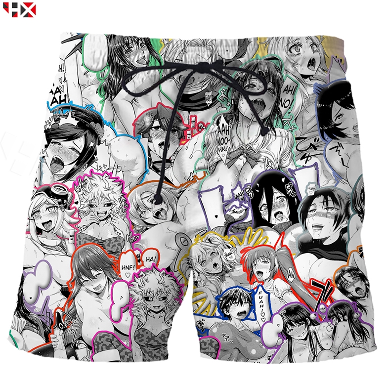 CLOOCL Ahegao Hentai Boku No Hero My Hero Academia Anime 3D Print Men Beach Shorts
