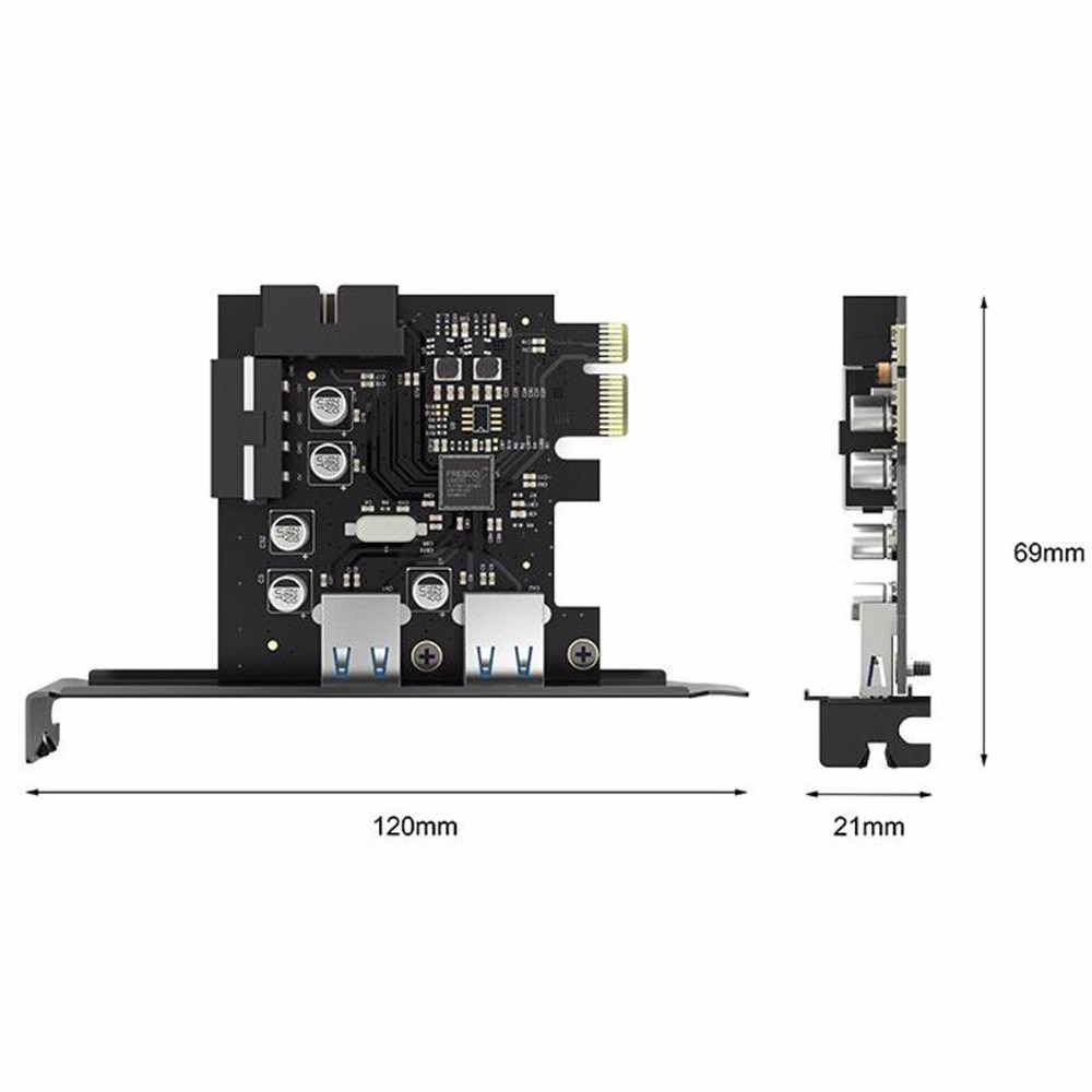 Thẻ mở rộng ORICO PME-4UI 2 cổng USB3.0 PCI-E 15 pin SATA sang dây nguồn 4 pin
