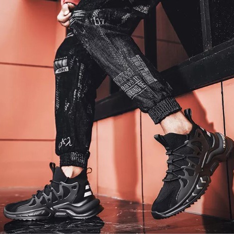 Giày Thể Thao Nam GEMI - Giày Sneaker Màu Đen - Xám, Giày Thể Thao Cao Cổ Cực Chất - G5160