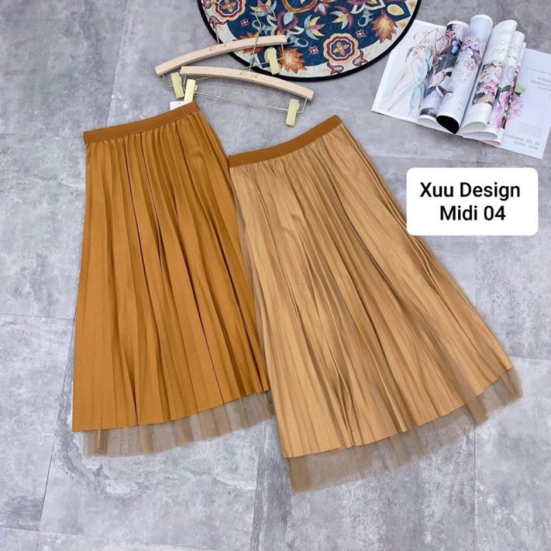 Chân váy dập ly 2 mặt hàng QC