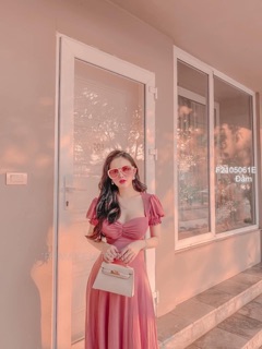 Đầm maxi xoè nhún ngực