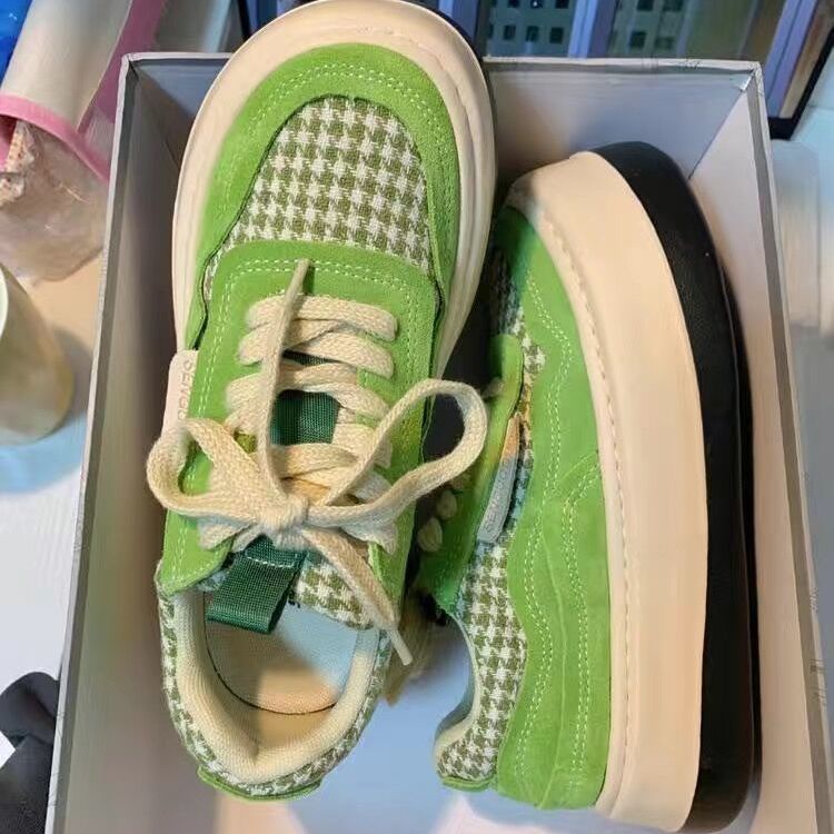 Jiashucheng Giày Thể Thao Canvas Đế Dày Bện Lát Màu Xanh Matcha Xỏ Ngón Đơn Giản Cho Nữ