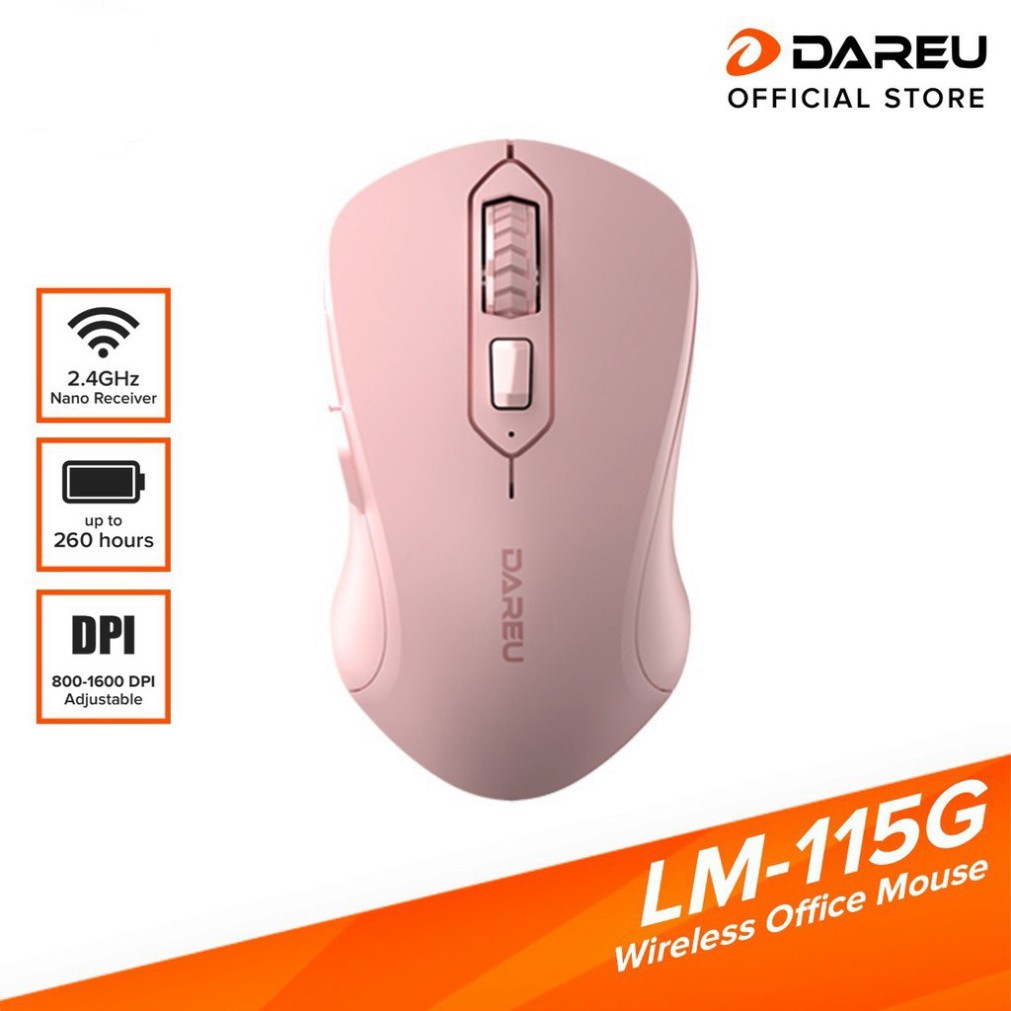 Chuột không dây DareU LM115G Pink BH 2 năm chính hãng