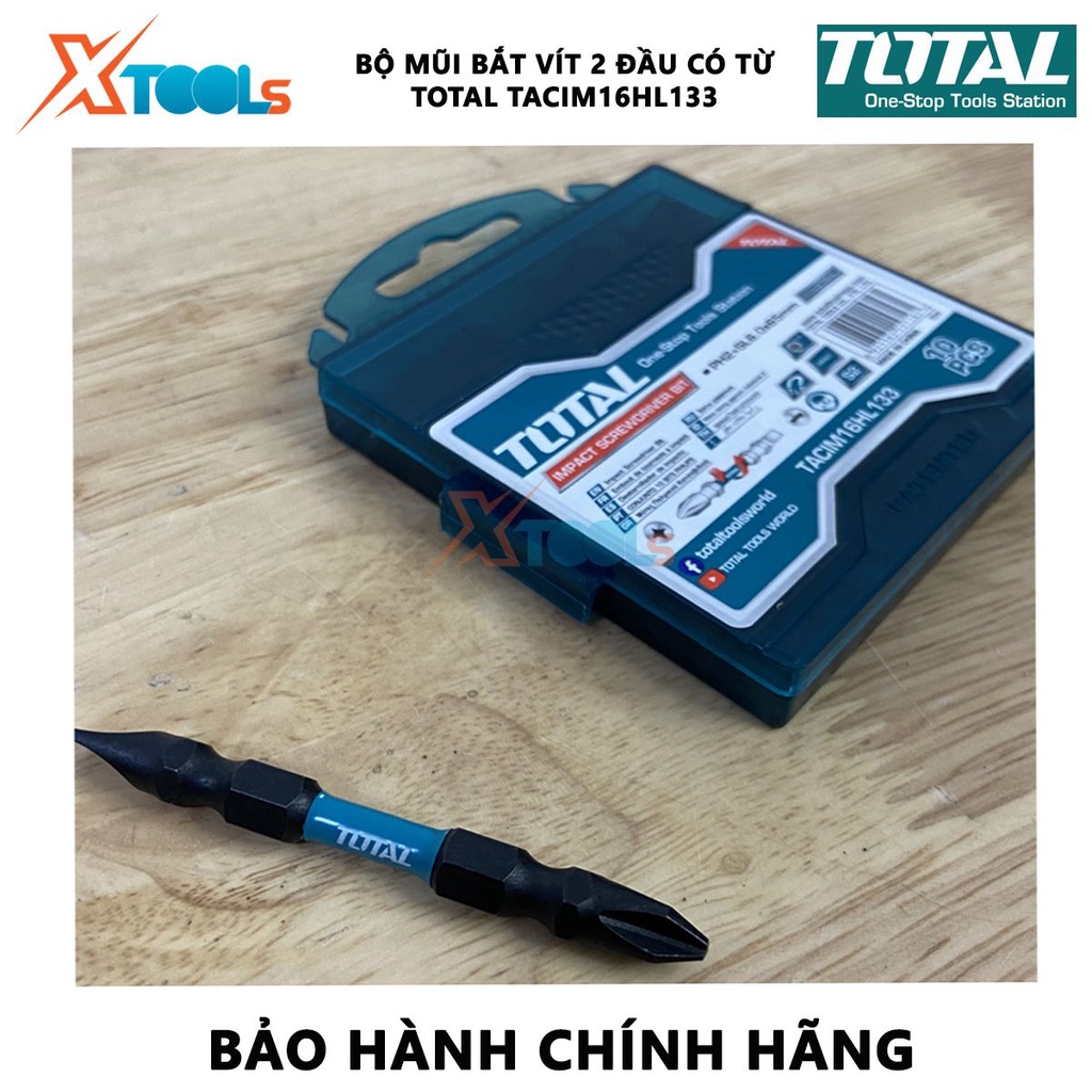 Bộ mũi bắt vít 2 đầu có từ TOTAL TACIM16HL133 | bộ 10 mũi siết vít PH2+SL6.0*1.0x65mm  [CHÍNH HÃNG] [XTOOLs]