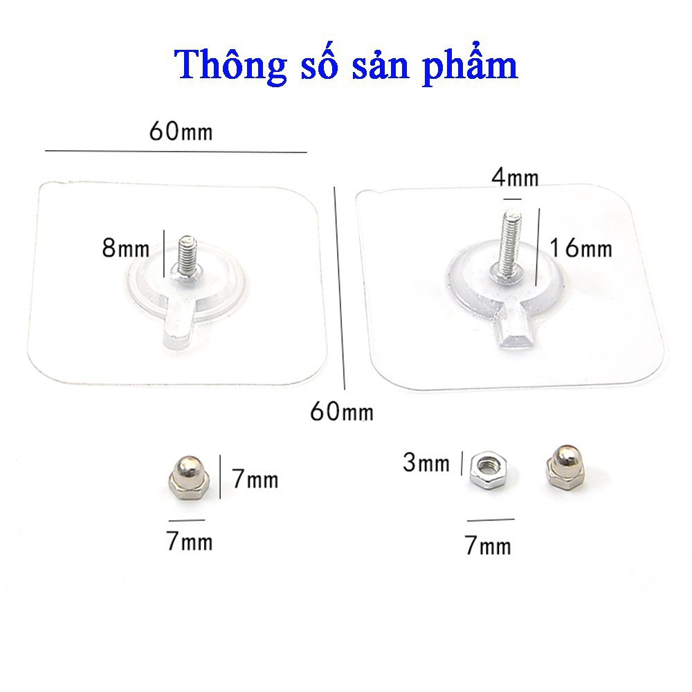 Móc treo đinh treo tranh ảnh dán tường trang trí phòng, miếng dán thanh chắn giường cho bé kèm ốc vít chịu lực 10kg