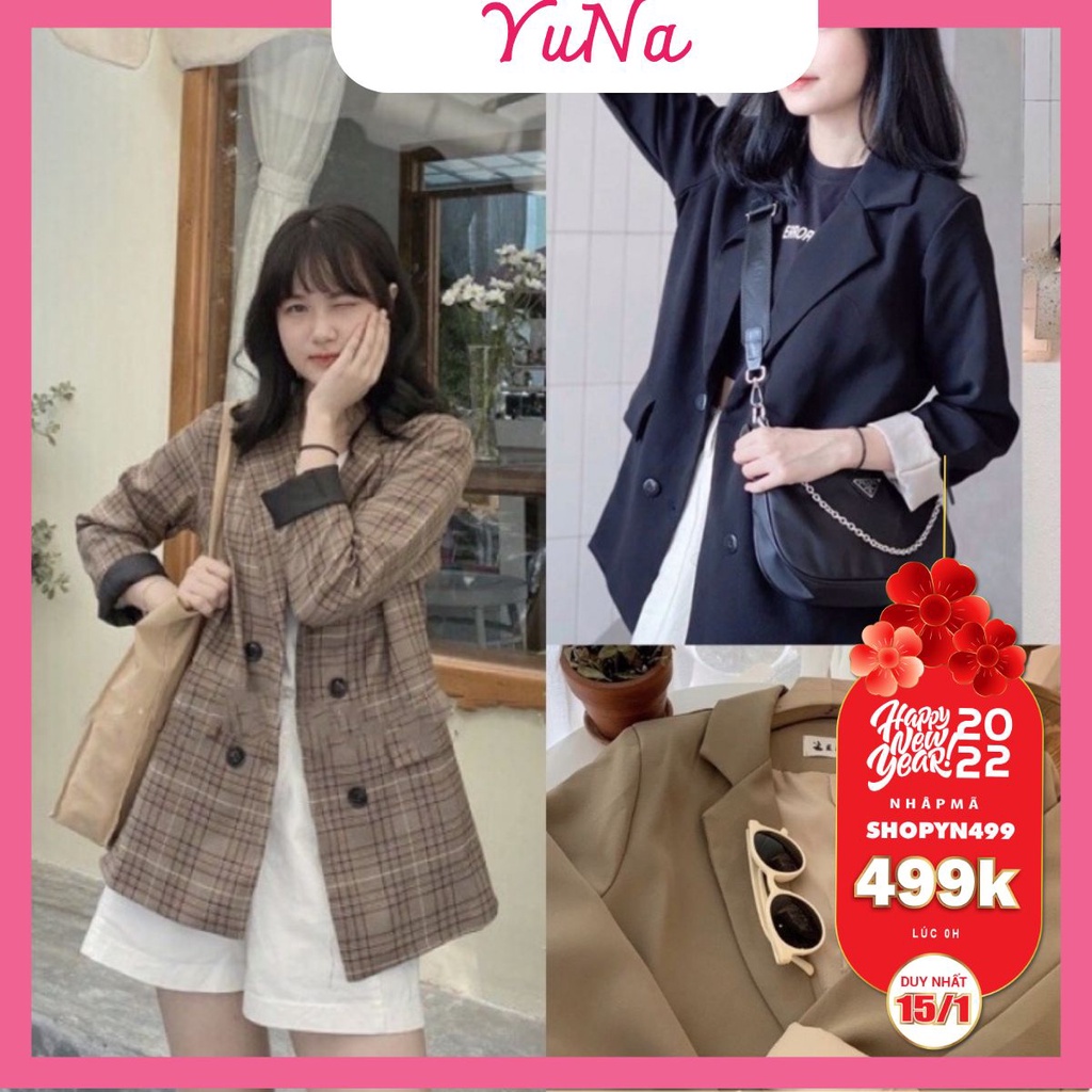 Áo blazer nữ áo vest Maika khoác ngoài kiểu dáng Hàn Quốc 2 lớp siêu đẹp, phụ kiện thời trang YUNA