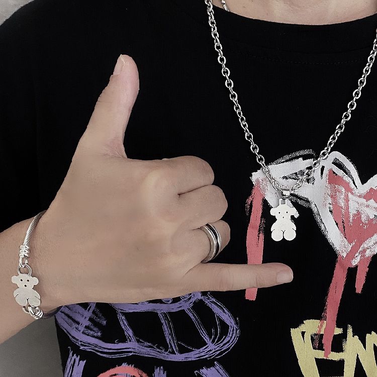 Vòng Tay Gắn Mặt Hình Gấu Cá Tính Độc Đáo Phong Cách Harajuku