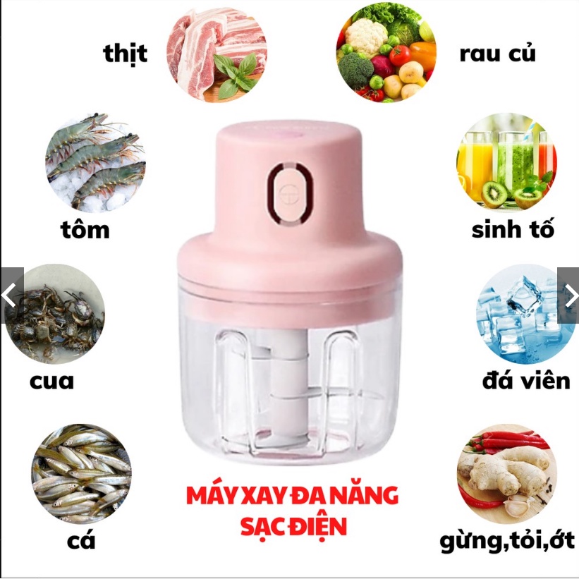 [Hàng Cao Cấp Loại 1] Máy Xay Mini Sạc Điện, Xay Thịt Ớt Hành Tỏi Rau Củ Quả Cầm Tay Siêu Tiện Lợi