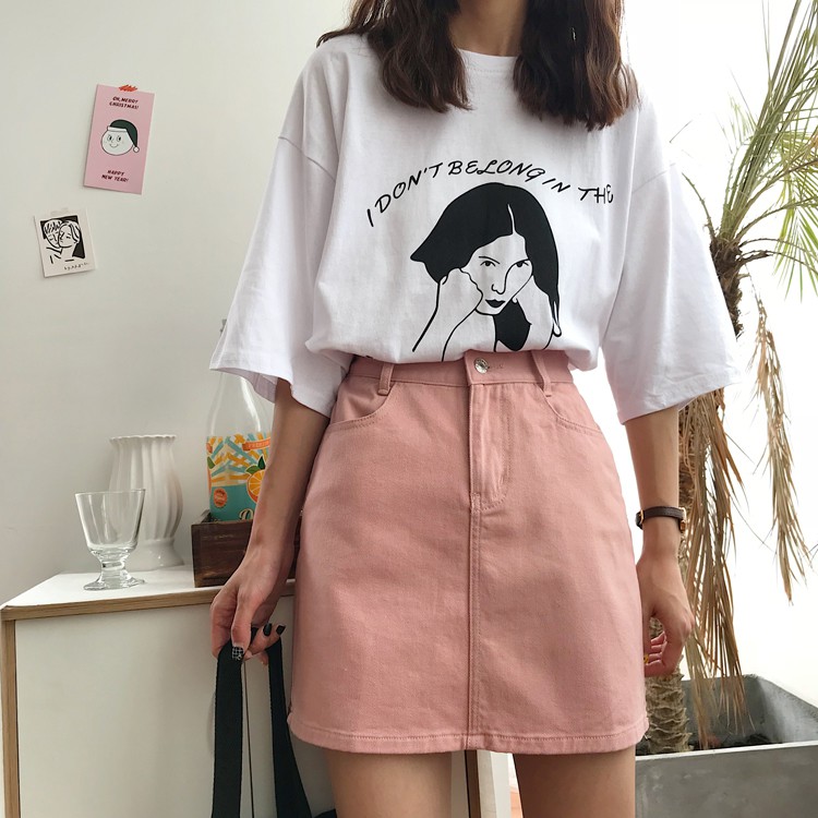 Chân váy jean IELGY dáng chữ A lưng cao dáng ôm thời trang hè cho nữ