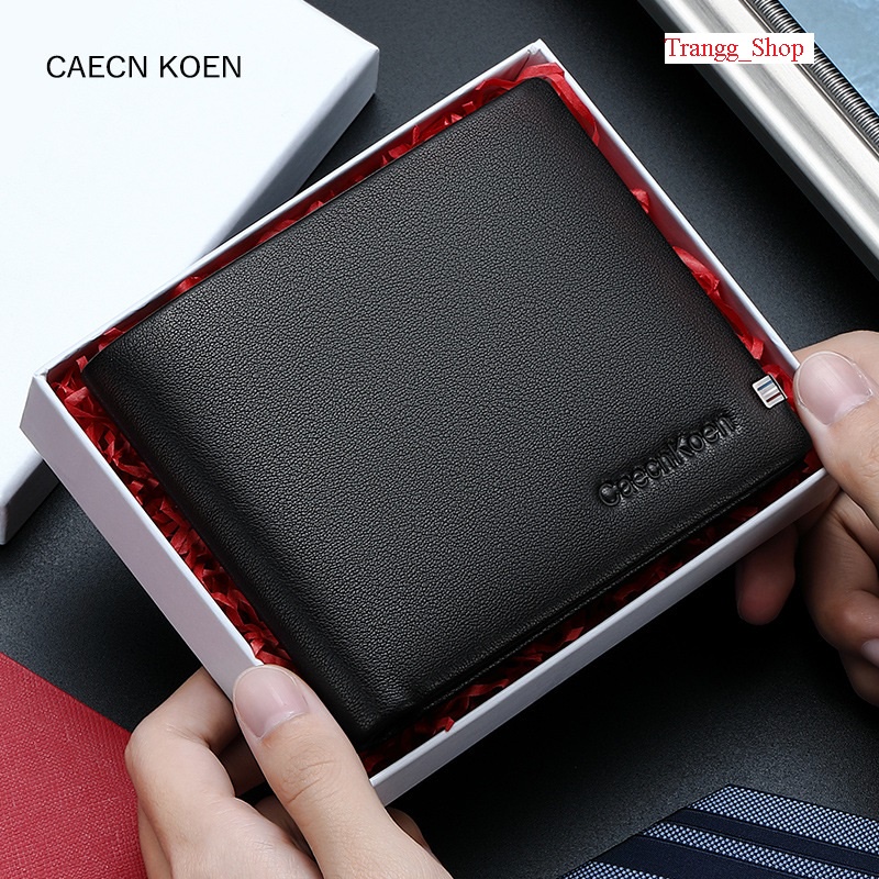 Ví Nam Dáng Ngắn Da Bò CaecnKoen Full Hộp Đựng Cao Cấp