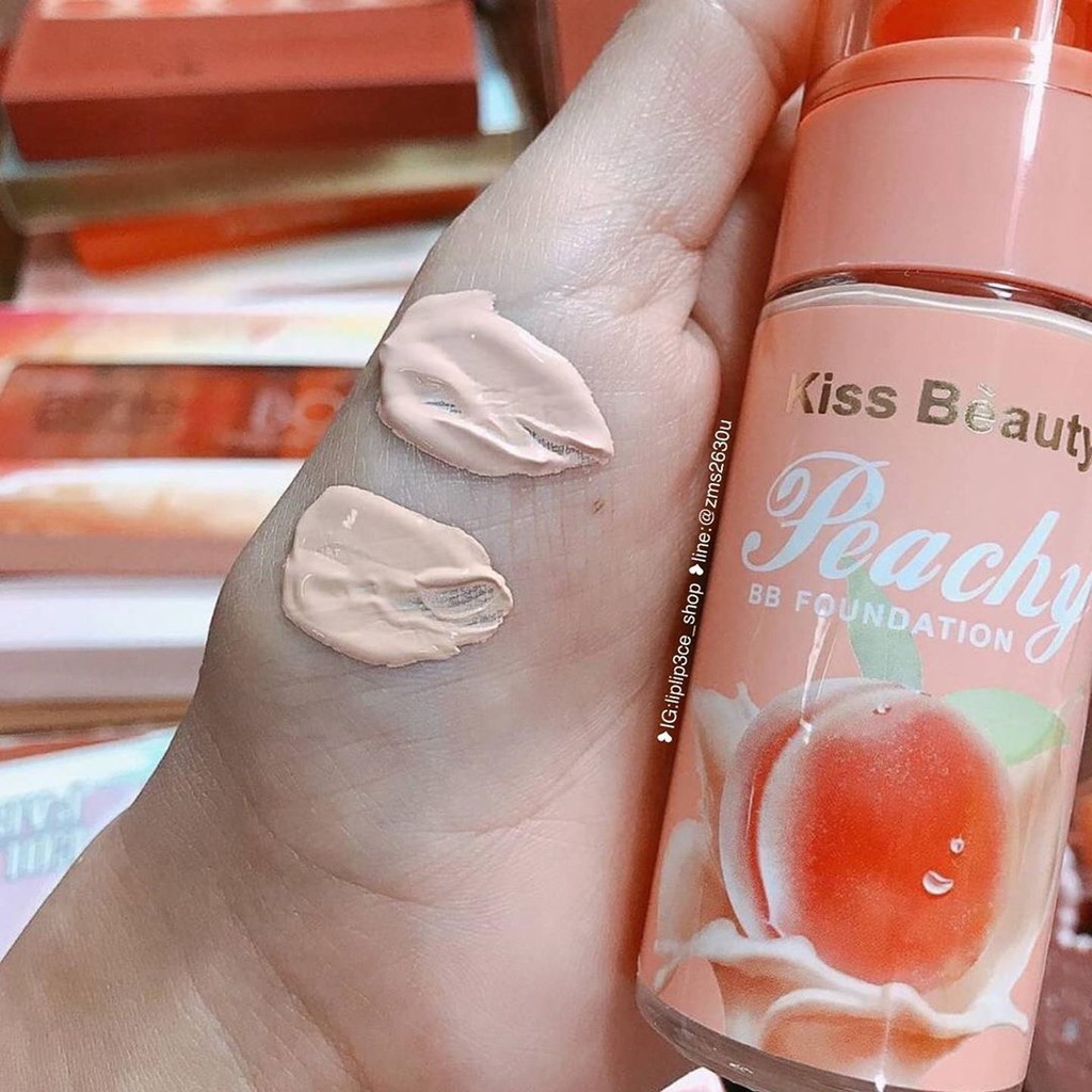 Combo makeup 3 món ( Kem nền Peachy + phấn phủ Peach + Son ) KISS BEAUTY made in THÁI LAN 🇫🇷