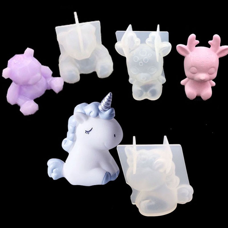 Khuôn Silicone Tạo Hình Làm Thủ Công 3D Hình Học Gấu Sika Nai