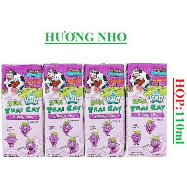 Sữa trái cây fil kun 110ml thùng 48 hộp .hương cam /.hương nho /.vị trái cây nhiệt đới