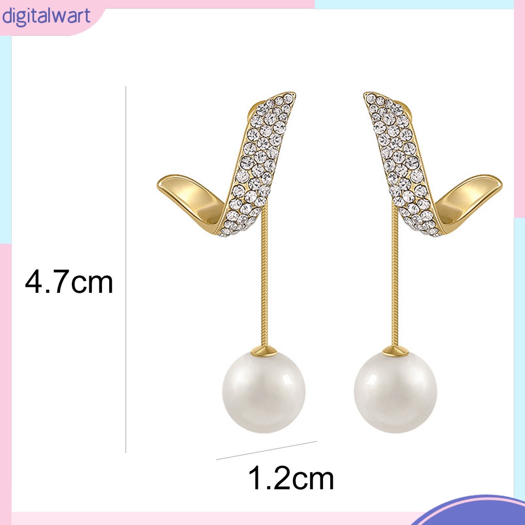 Đôi bông tai dáng rơi họa tiết hình học đính ngọc trai thời trang cho nữ