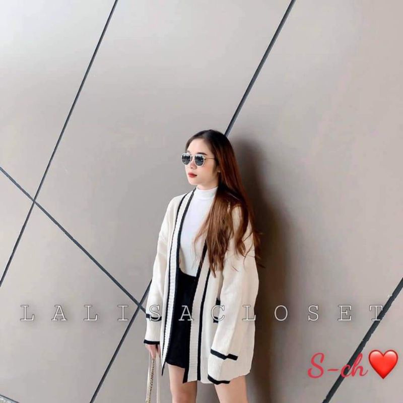 Áo len cadigan phối kẻ | BigBuy360 - bigbuy360.vn
