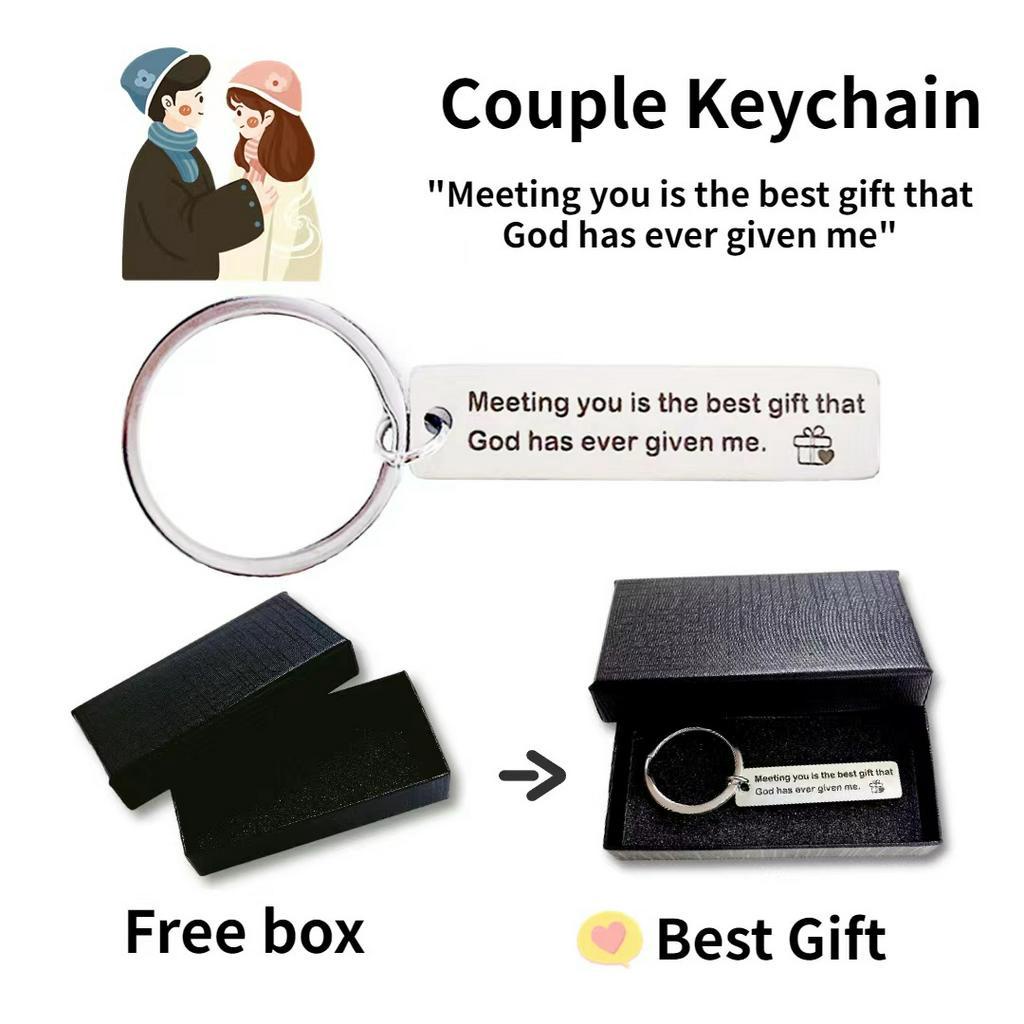 Móc Khóa Inox Khắc Chữ Meeting you is the best God Have ever given me Dùng Làm Quà Tặng Sinh Nhật / Valentine