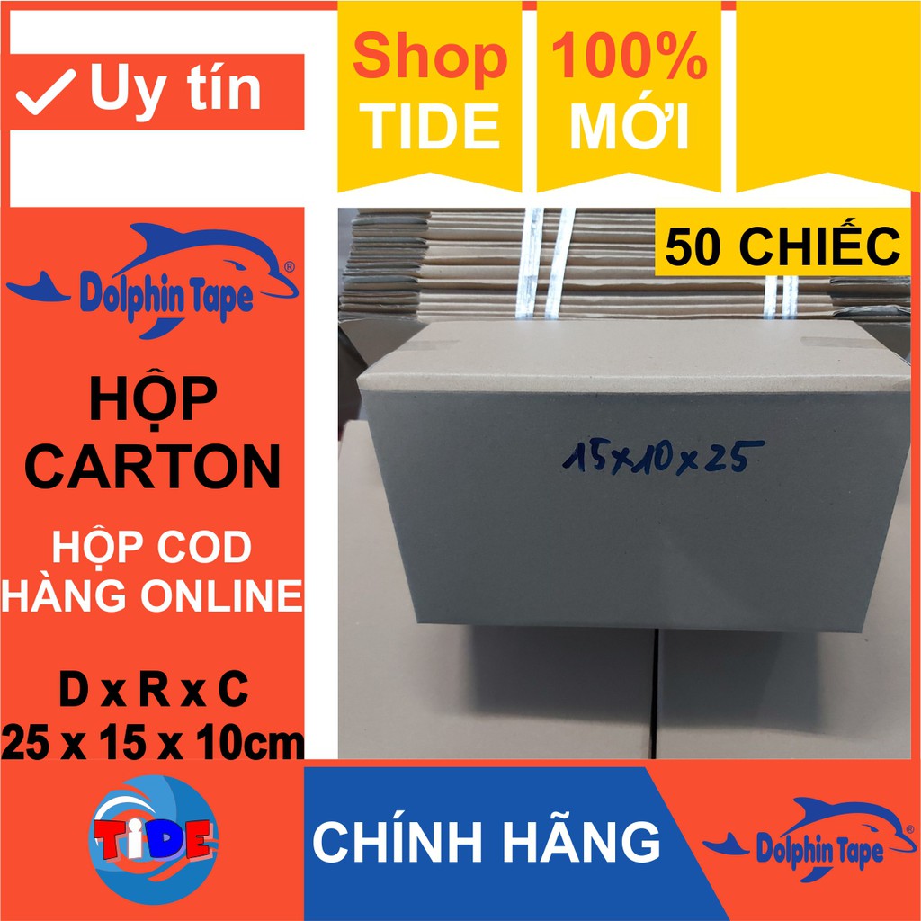 Hộp carton (50 chiếc kích thước 25cm x 15cm x 10cm) – Dùng trong công tác đóng hàng hỗ trợ vận chuyển - Hộp COD