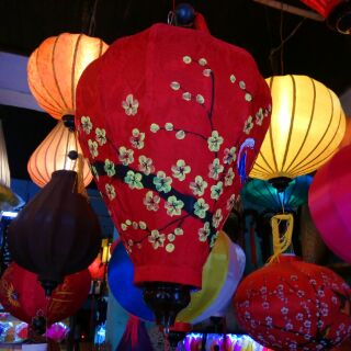 Cặp lồng đèn Hội An_vẽ hoa_dạng tỏi_size 45