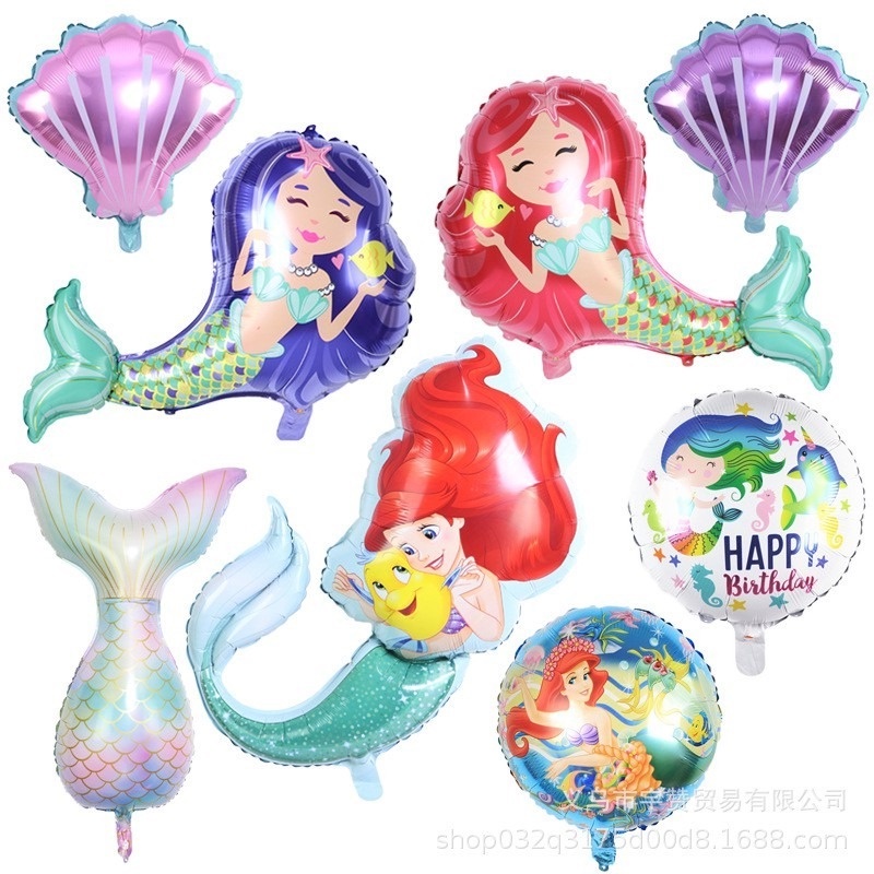 Bong Bóng Lá Nhôm Hình Vỏ Sò Trang Trí Tiệc Sinh Nhật Cho Bé