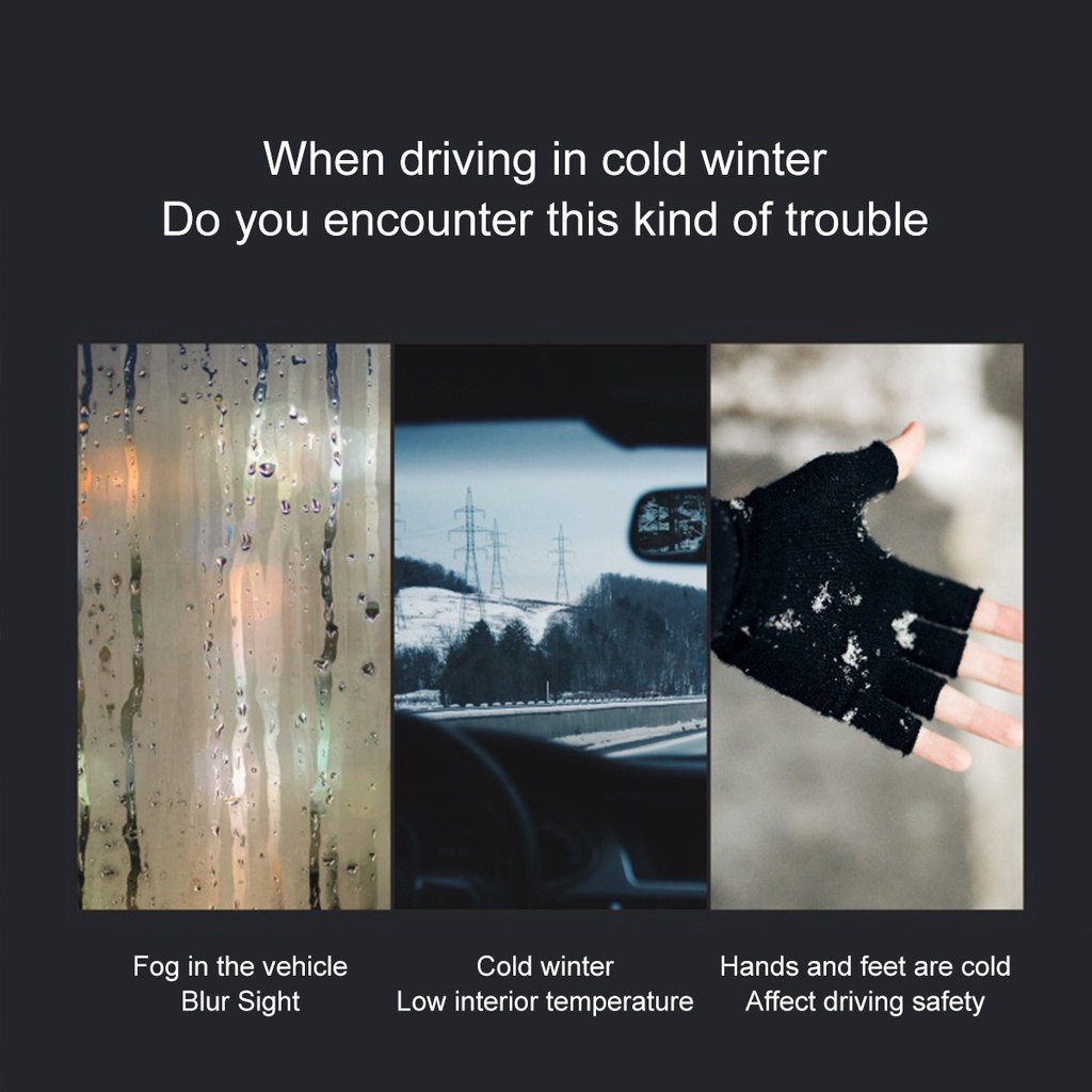 Miuline Quạt máy sưởi ấm xe hơi 12V tự tạo nhiệt làm nóng nhanh đa năng/Quạt sưởi ấm chống sương mù chuyên dụng cho xe hơi