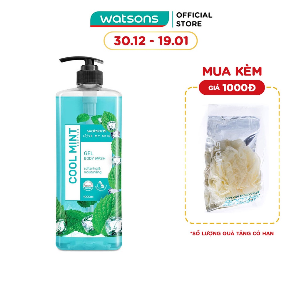 Gel Tắm Watsons Love My Skin Cool Mint Added Moist Active Chiết Xuất Từ Bạc Hà 1000ml