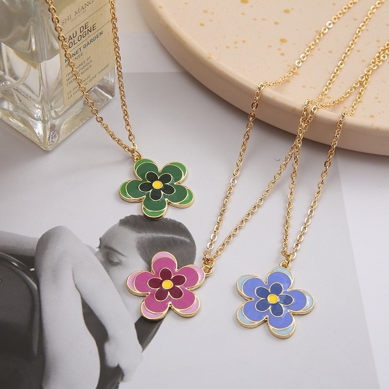 Vòng cổ hợp kim mặt hình hoa màu vàng thời trang cho nữ