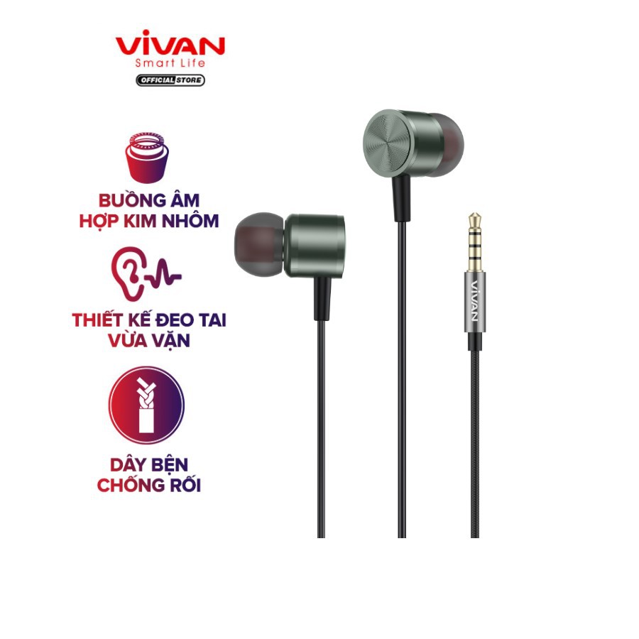 Tai Nghe Nhét Tai VIVAN Q11S Âm Thanh HD - Cổng Kết Nối 3.5mm Tích Hợp Micro Đàm Thoại Dành cho iOS/Android