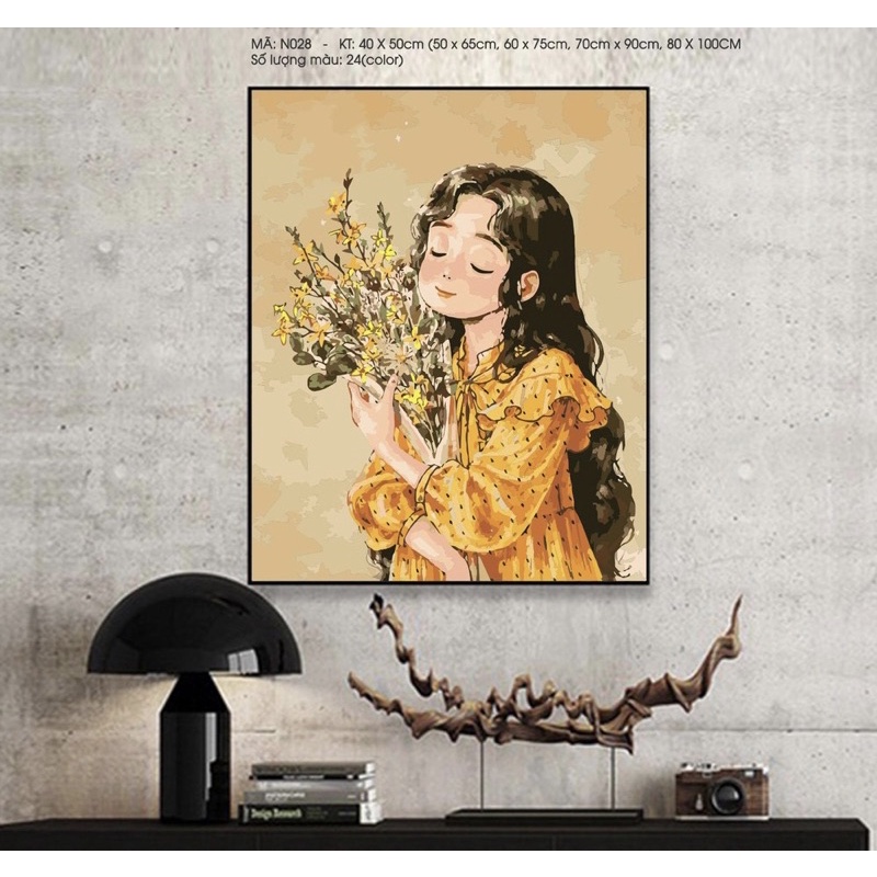 Tranh Tô Màu Số Hóa Nàng Thơ Nhiều Mẫu Hot -Đã Căng Khung
