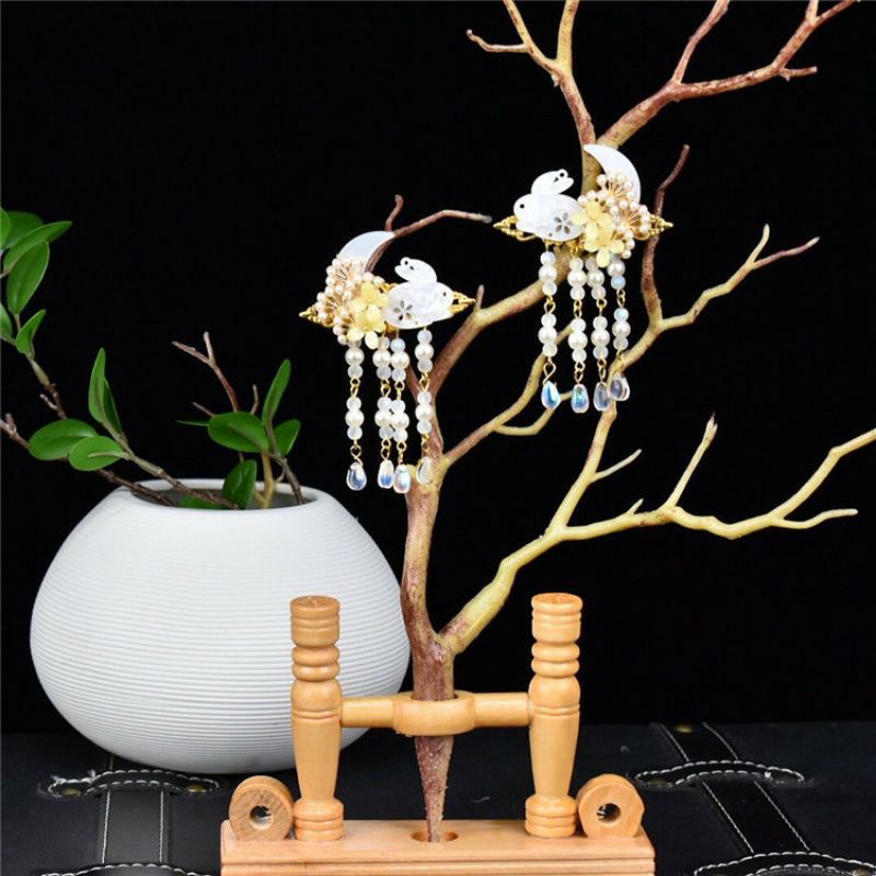 KẸP TÓC THỎ BÓNG TRĂNG NON CỔ TRANG