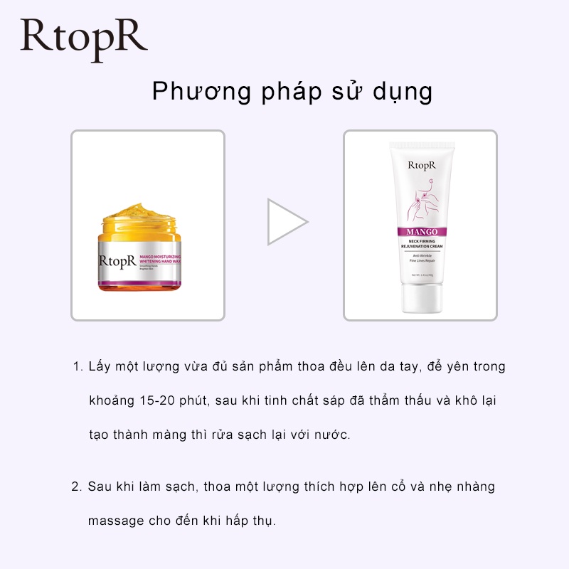 RtopR Combo dưỡng ẩm xoài：Sáp làm trắng da tay 50g + Kem làm săn chắc cổ 40g