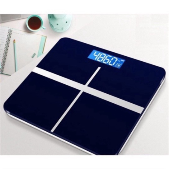 Cân Điện Tử Sức Khỏe Hình Chữ Thập Mặt Kính Cường Lực, Màn Hình LED Sạc Được Pin