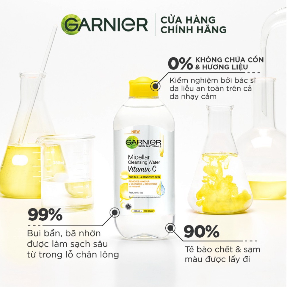 Nước Tẩy Trang Garnier Vitamin C Làm Sáng Da Micellar Cleansing Water Vitamin C Chính Hãng