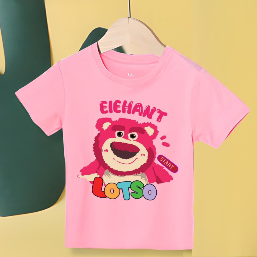 Áo Thun Gia Đình Màu Hồng In Hình Gấu Dâu Lotso Bear Đủ Size Cho Bé từ 10-85kg