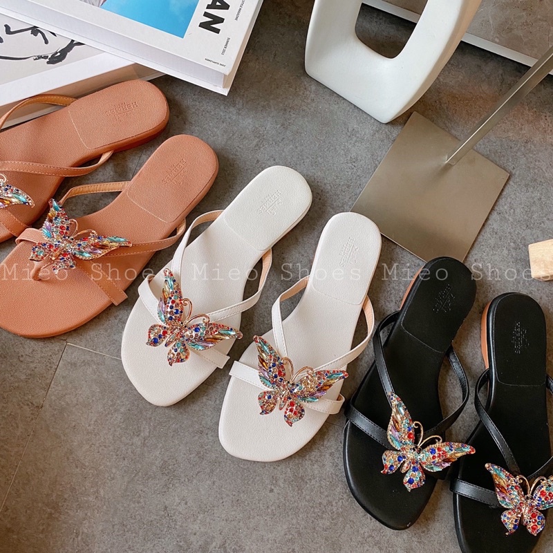 DÉP KẸP ĐÁ MÀU ĐẾ ĐÚC XỊN ( MIEO SHOES D1049 D1050 D1051 )