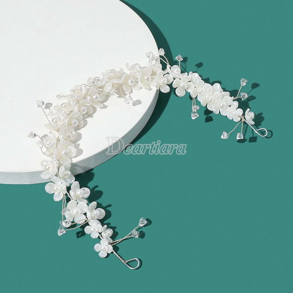 Vòng Hoa Đội Đầu Hình Vỏ Sò Đính Ngọc Trai Thời Trang Cho Nữ