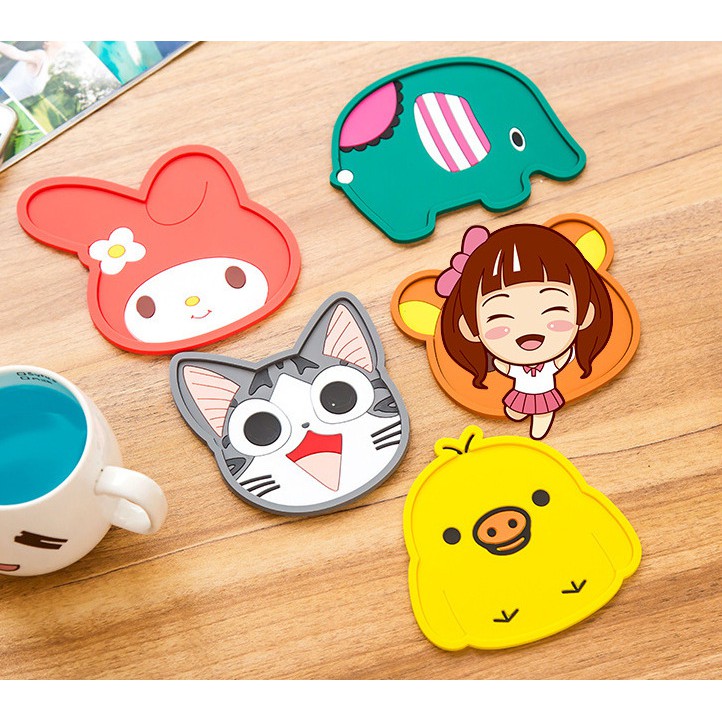 Miếng Lót Ly Hình Thú Silicon Dễ Thương Cute Sinh Động Bàn Làm Việc