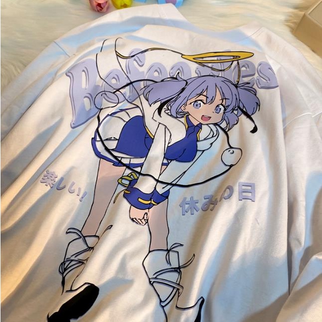 ZHELIHANGFEI Áo Sweater Dáng Rộng Họa Tiết Anime Dễ Thương Dễ Phối Đồ