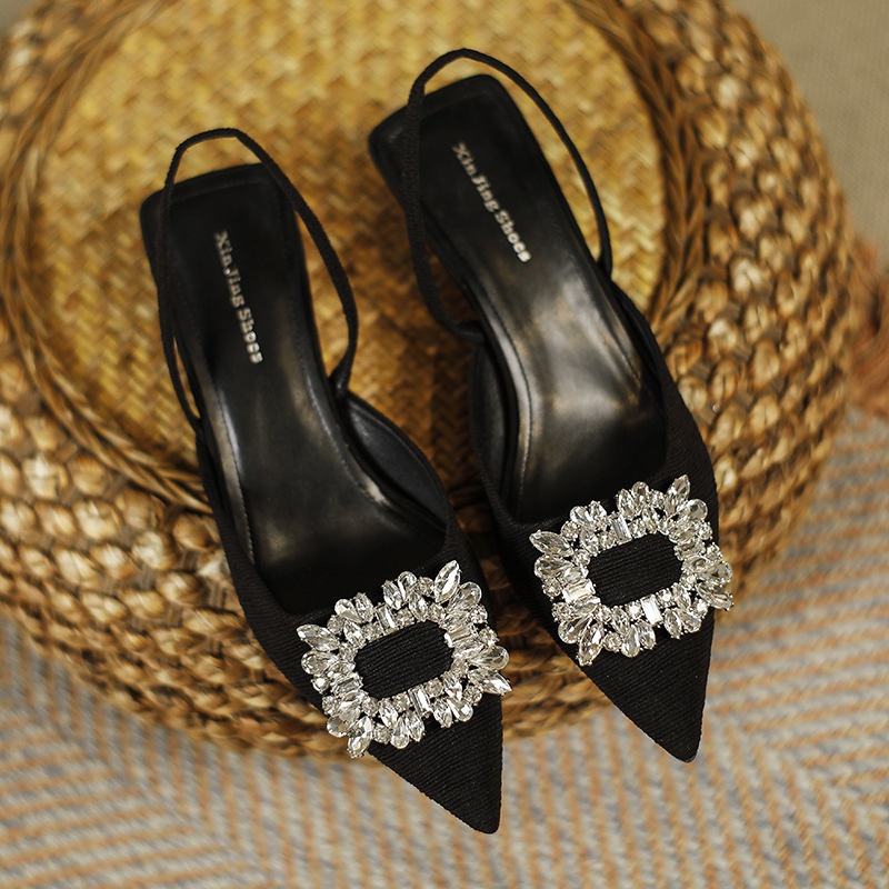 Giày Cao Gót Mũi Nhọn Đính Đá Phong Cách Pháp Thời Trang Mùa Hè Hàng Mới 2022 Dành Cho Bạn Nữ