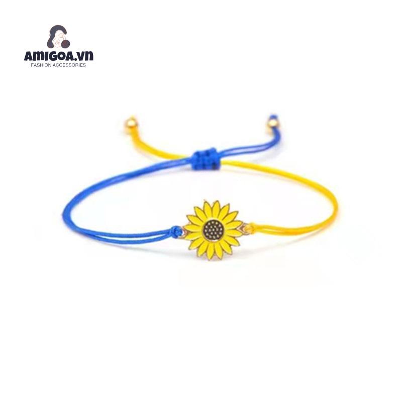 ✨✨Vòng Đeo Tay Bằng Sợi Sáp Dệt Hoa Hướng Dương/Hoa Cúc/Hoa Cúc Màu Vàng/Xanh Dương
