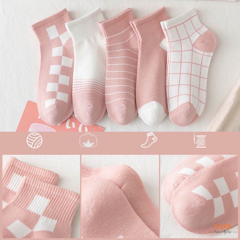 Tất cổ ngắn nữ nam chất liệu cotton co giãn bốn chiều, thoáng khí chống hôi chân - Sope Shop