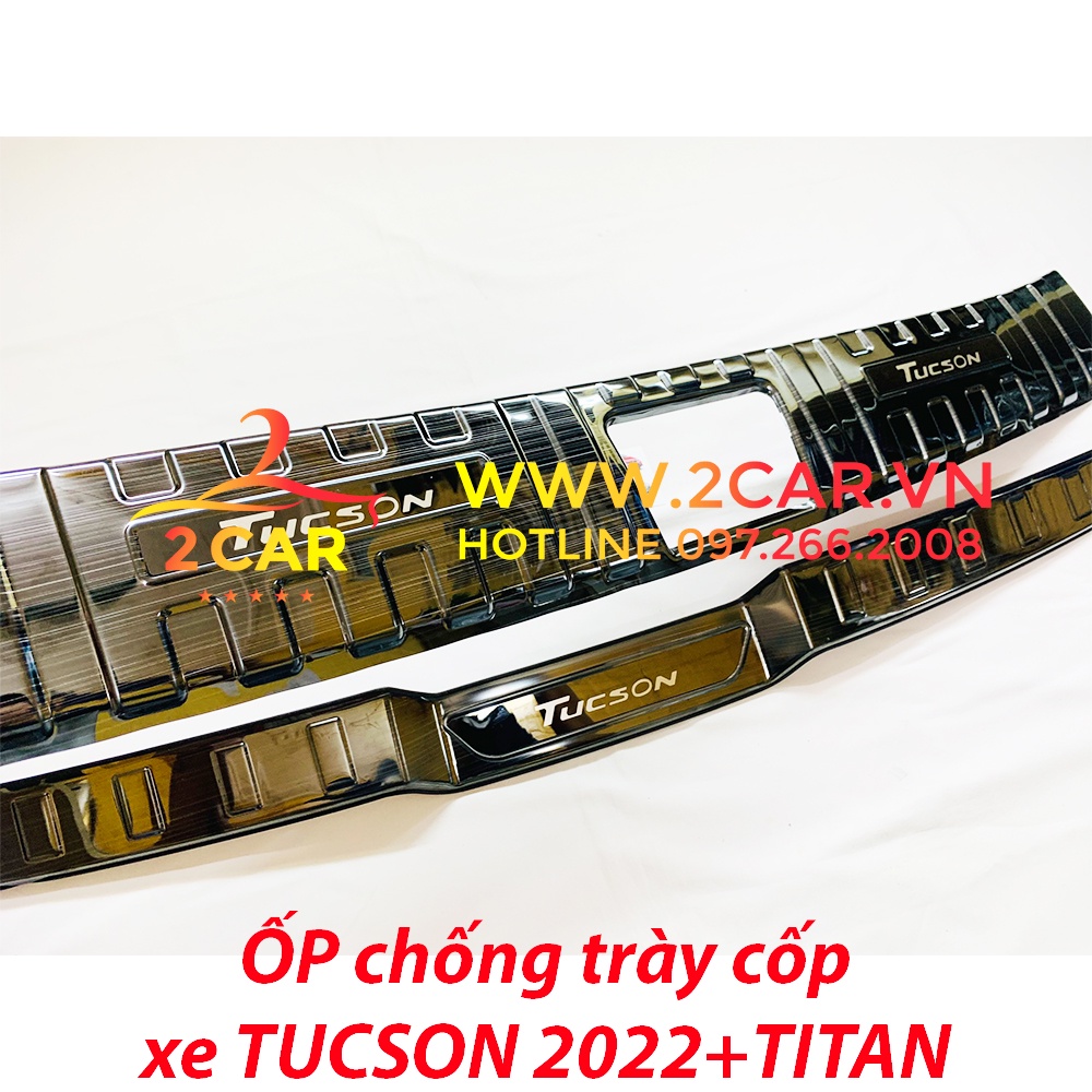 Ốp chống trầy cốp trong, ngoài xe Hyundai Tucson 2022 - 2023, chất liệu Titan cao cấp